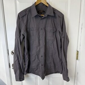Ben Sherman Mens Size Large Dark Grey 100%‎ Cotton Button Down Casual Shirt